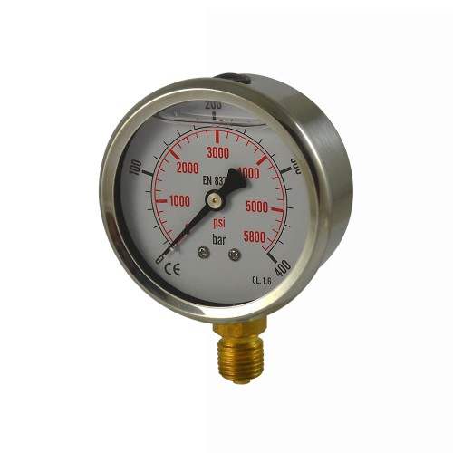 2.5 Inch 63mm Bottom Connection Brass Internal Oil Filled Pressure Gauge Hydraulic Pressure Gauge